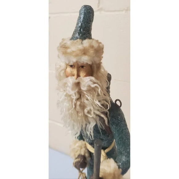 19" Father Christmas ? Tall Resin Statue Fur Trim Beard Wobble Bobble Head - Picture 2 of 9